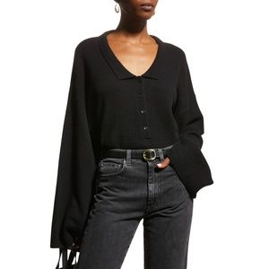 TOTEME Polo Shirt Cashmere Knit Sweater in Black Size Large L
